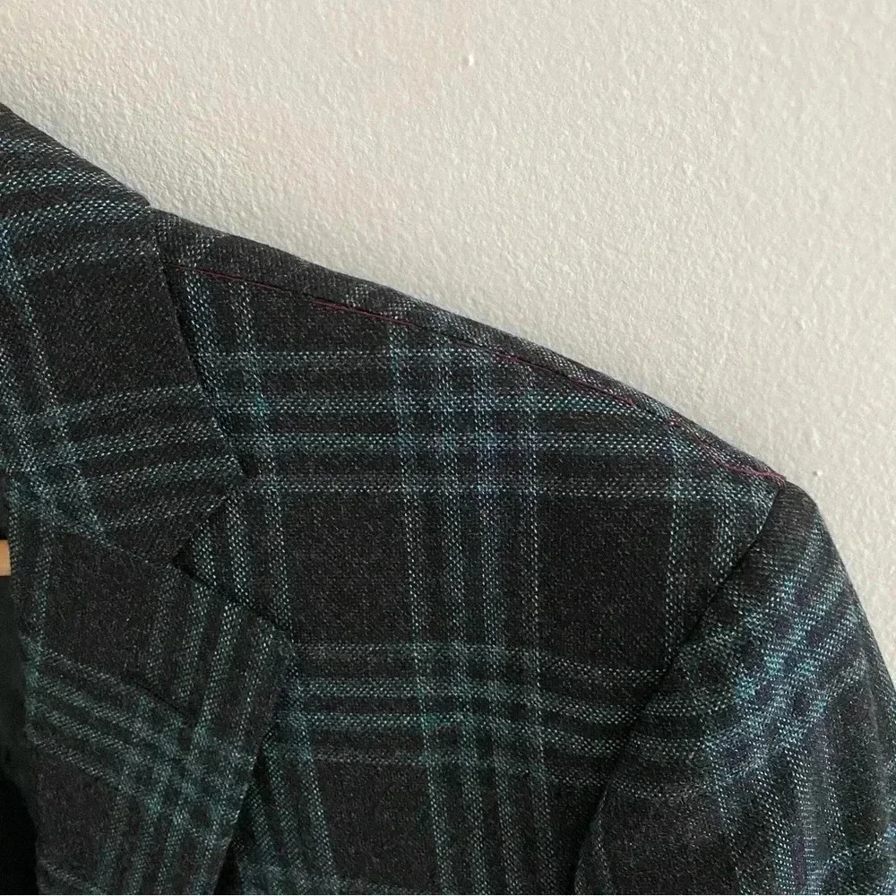 TRUSSINI Wool Chashmere‎ Plaid Blazer Carlo Barbera Sz 50
